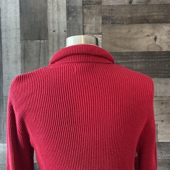 Croft & Barrow red turtleneck sweater medium classic preppy holiday party fall - Picture 5 of 11